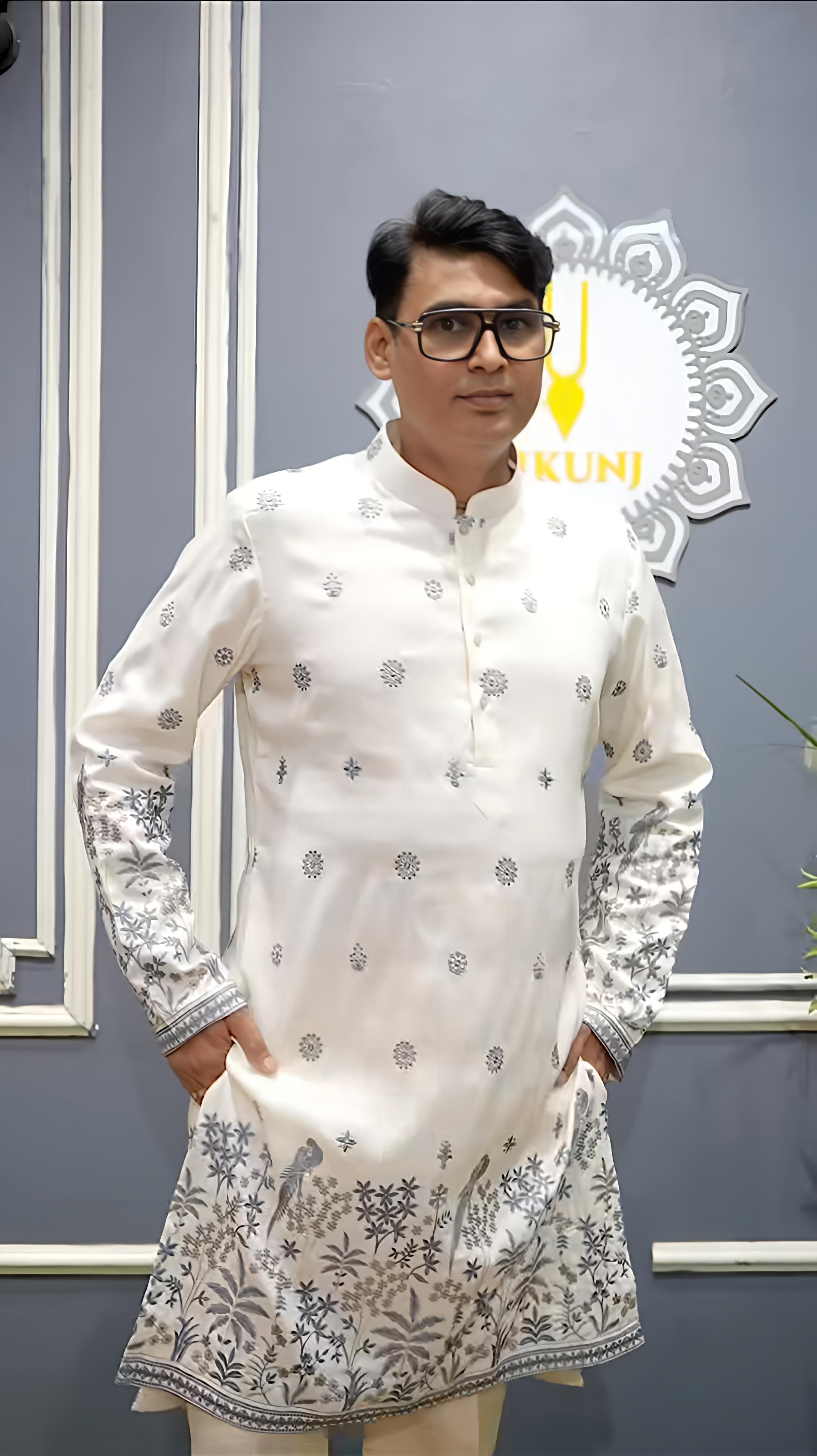Traditional and Ceremonial Premium Kurta Pajama - Floral & Geometric